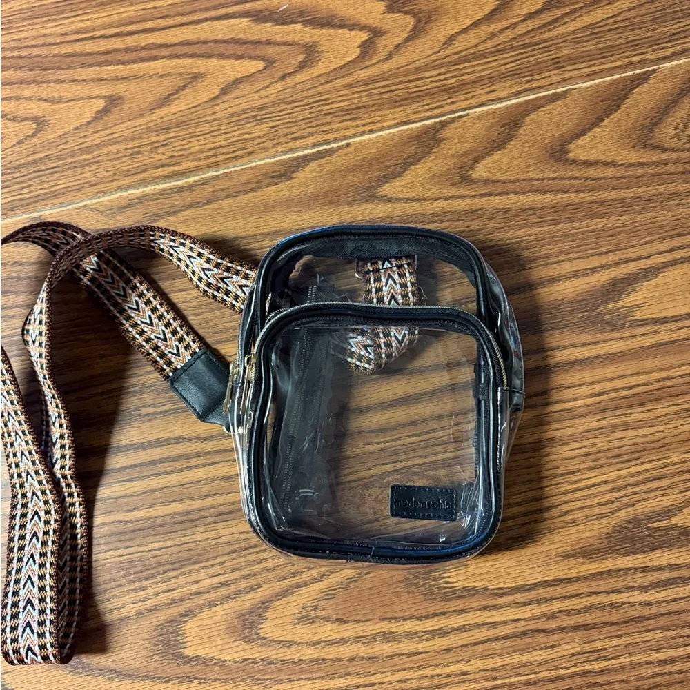 NWOT Clear Crossbody Bag with Black Trim - Picture 3 of 8